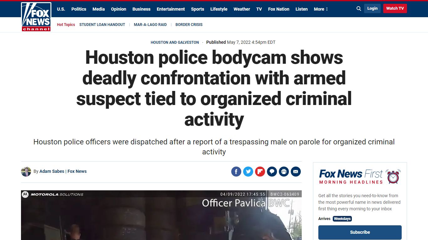 Houston police bodycam shows deadly confrontation with armed suspect ...