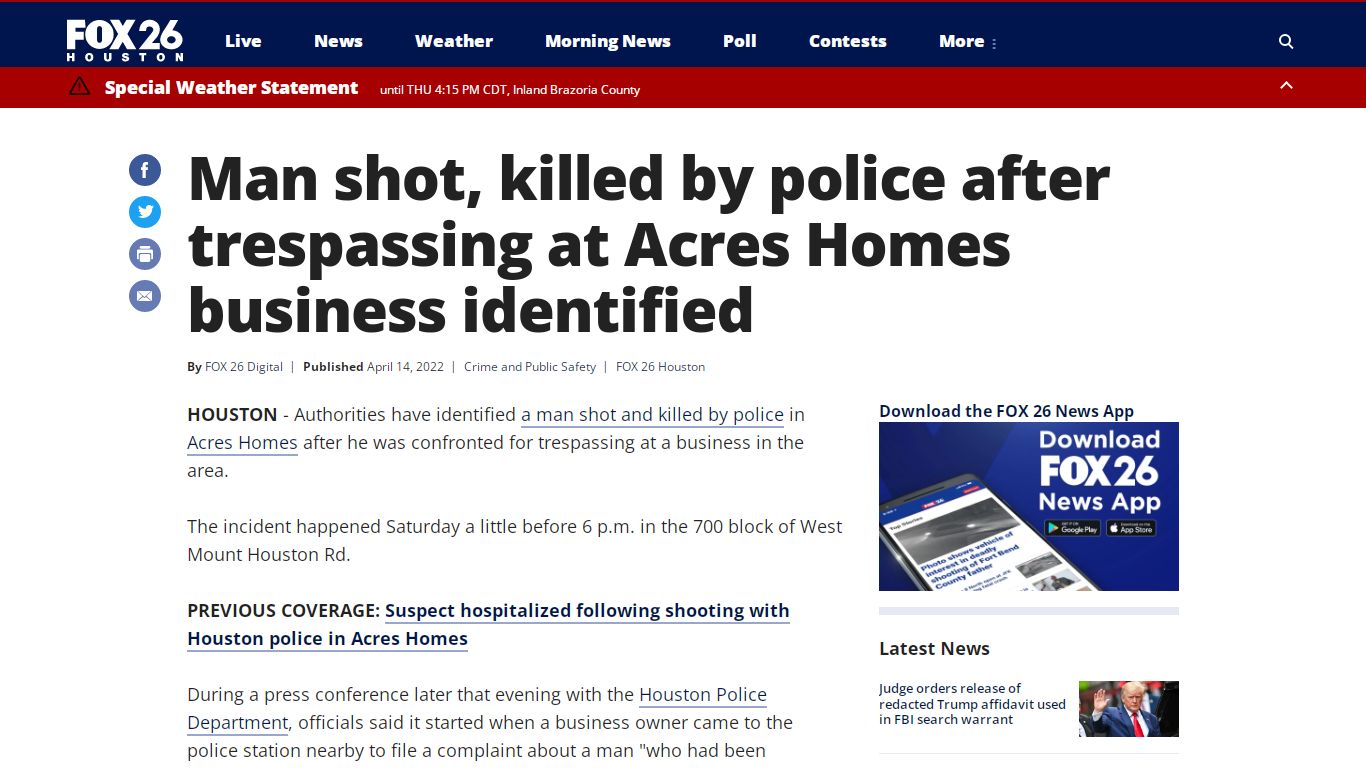 Man shot, killed by police after trespassing at Acres Homes business ...